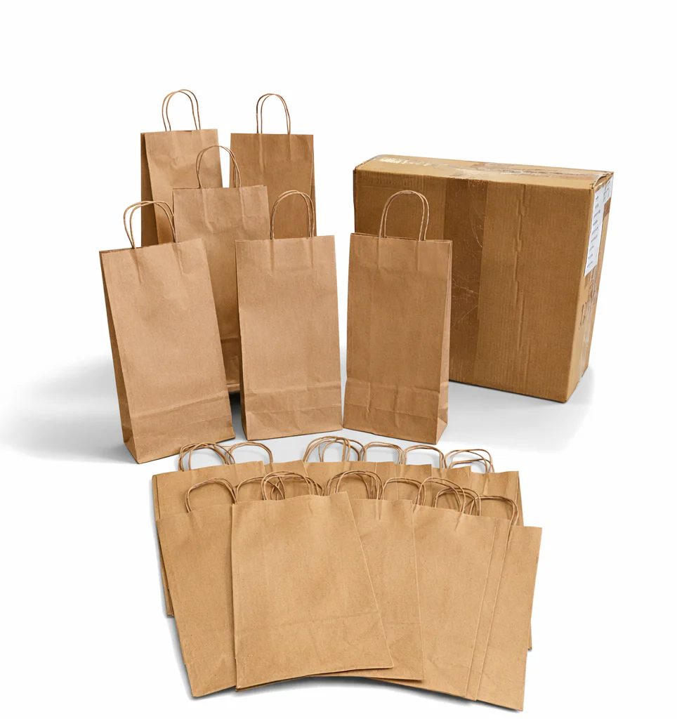 100% Recycled Paper Shopping Bags | Kraft Brown | Twisted Paper Handles | Case Lots - Image 10