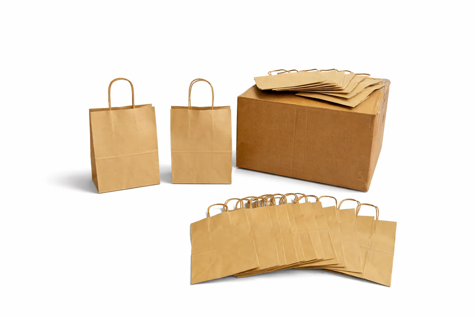 100% Recycled Paper Shopping Bags | Kraft Brown | Twisted Paper Handles | Case Lots - Image 6