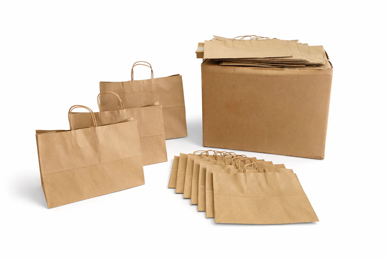 100% Recycled Paper Shopping Bags | Kraft Brown | Twisted Paper Handles | Case Lots - Image 7