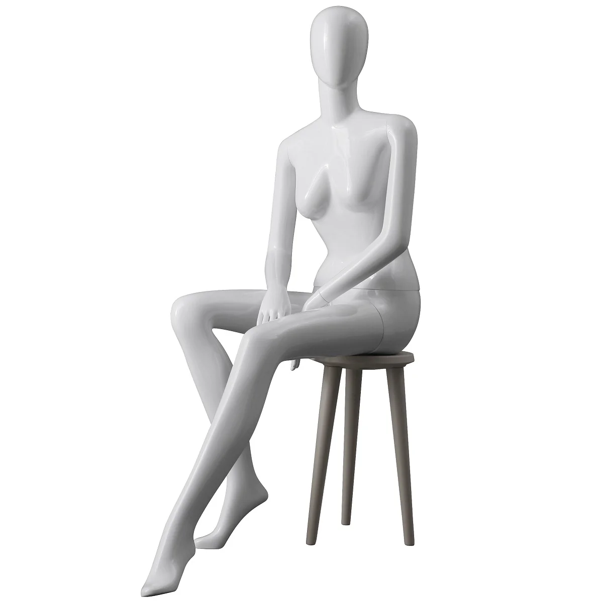 Abstract Female Sitting Mannequin | White