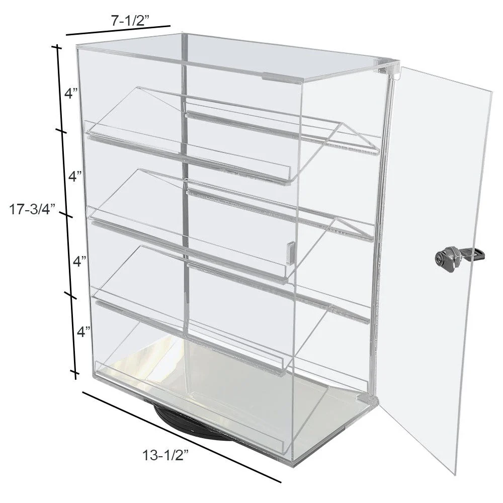Acrylic Display Case | Rectangular & Spinning | Lockable | 4 Shelves - Image 2