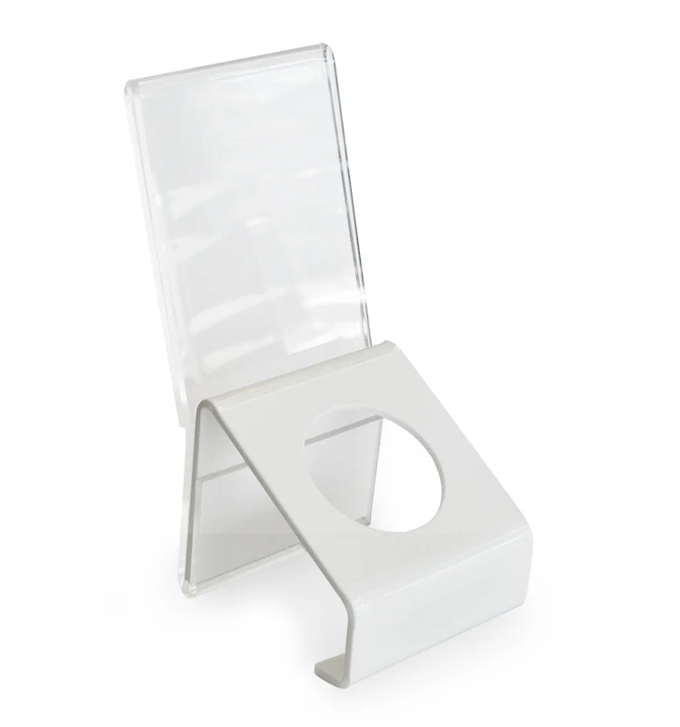 Angled Stand For Aroma Orb™ | White Acrylic | Optional Sign Holder - Image 3