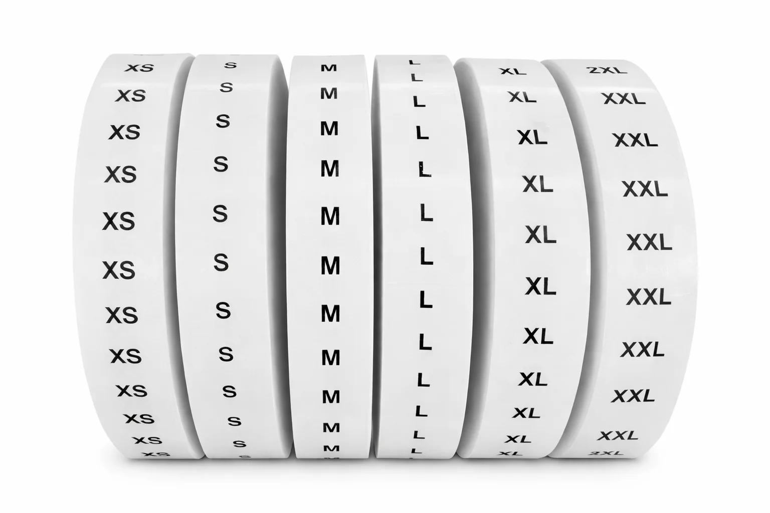Clothing Size Sticker Strips | Roll of 1000