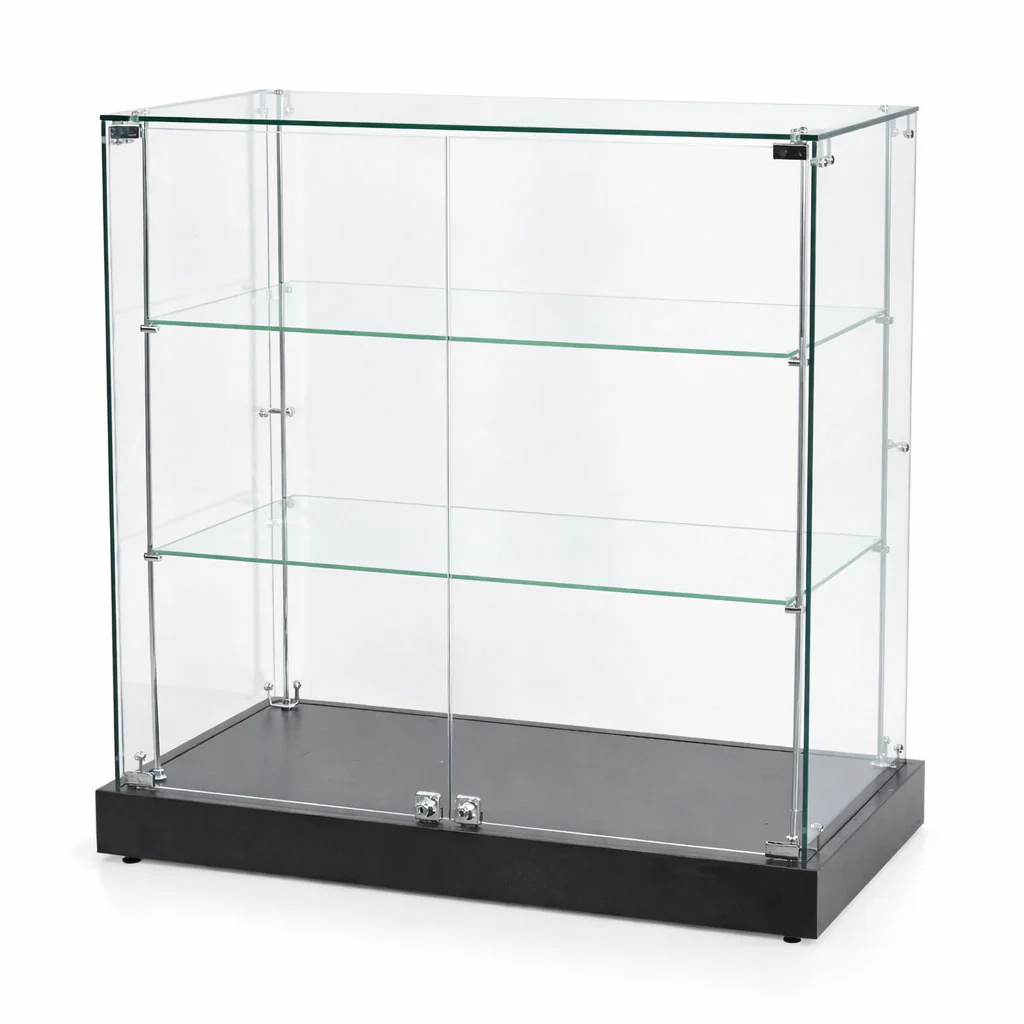 Frameless Glass Display Case & Retail Cash Counter | Two Shelf