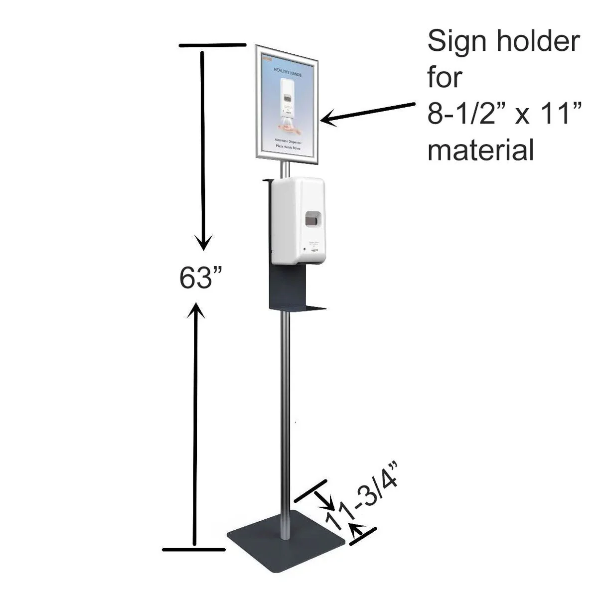 Hand Sanitizer Stations With 8-1/2" x 11" Sign Holder | Auto Dispenser | Liquid & Gel - Image 4