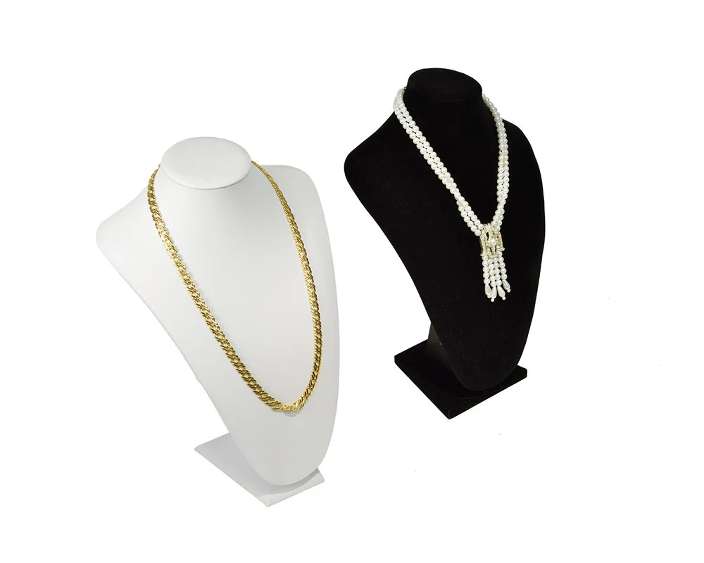 Large Jewellery Busts | Black Velvet & White Leatherette