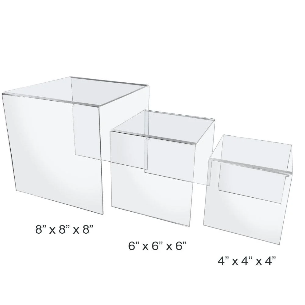 Large Square Risers | Set of 3 | Clear Acrylic - Image 2