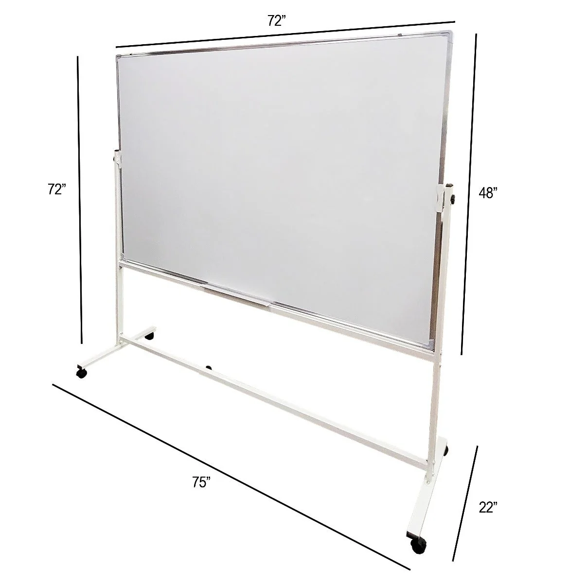 Mobile Reversible Magnetic Whiteboard | 72" x 48" | White Metal & Aluminum Frame - Image 4