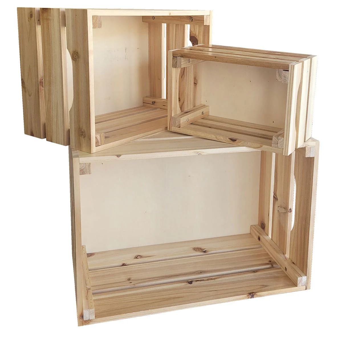 Nesting Wooden Display Crates | Pine |Set of 3 - Image 2