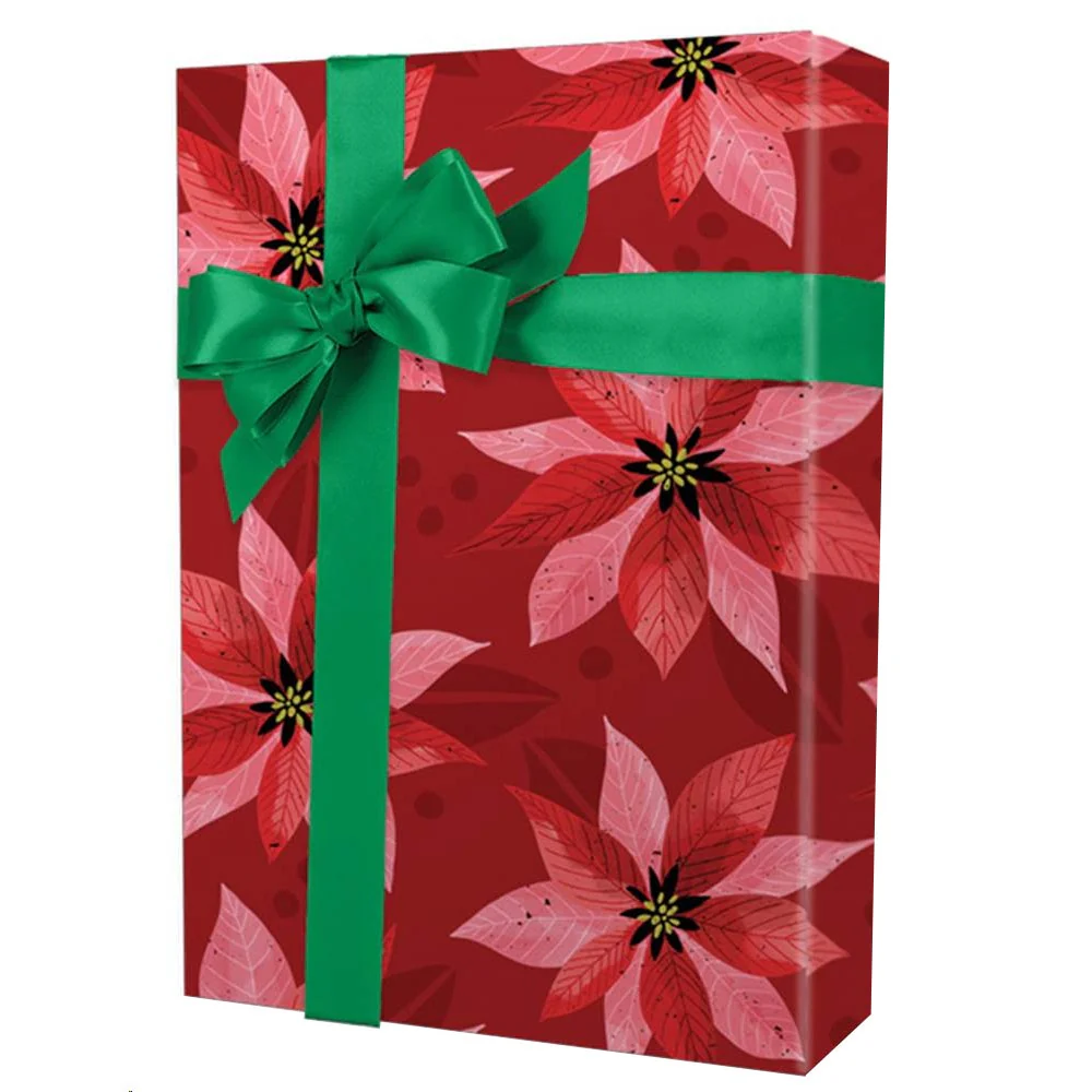 Poinsettias Gift Wrap | Pearlized | 24" x 100'