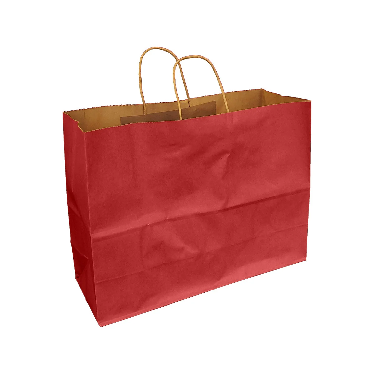 Scarlet Red 100% Recycled Kraft Paper Bags With Handles - Image 6