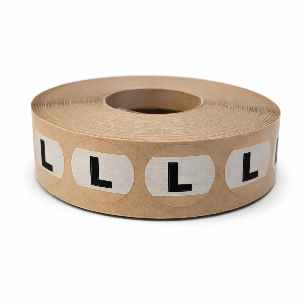 Stick-On-Dot Sizers | 3/4” | Black on White on Clear | 1000 Per Roll - Image 5