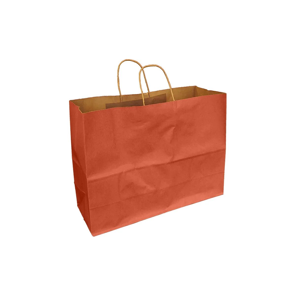 Terra Cotta Orange 100% Recycled Kraft Paper Bags With Handles - Image 4