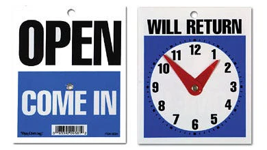 Will Return' Sign With Clock Face