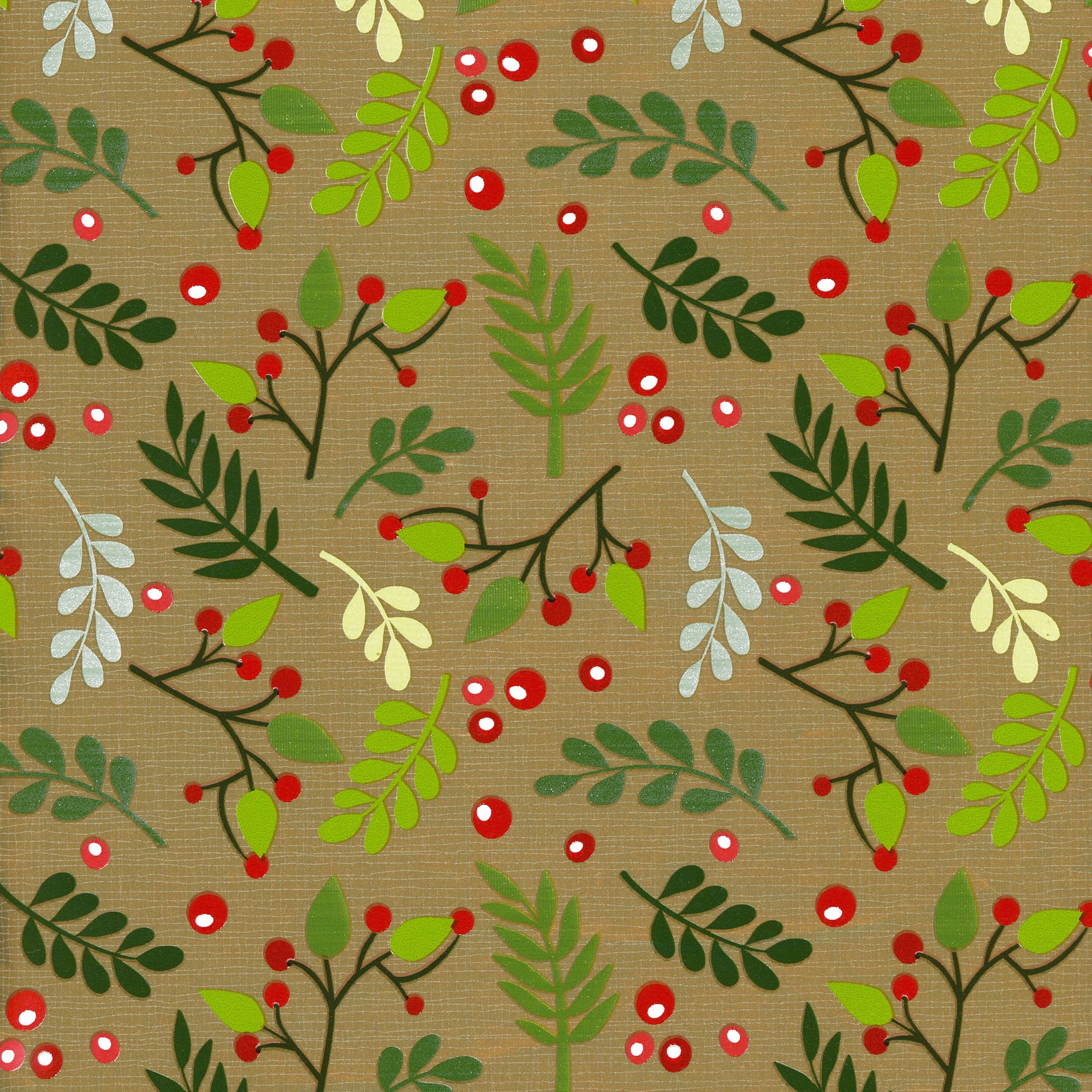 Winter Berries On Gold Gift Wrap | 27.5" x 82'