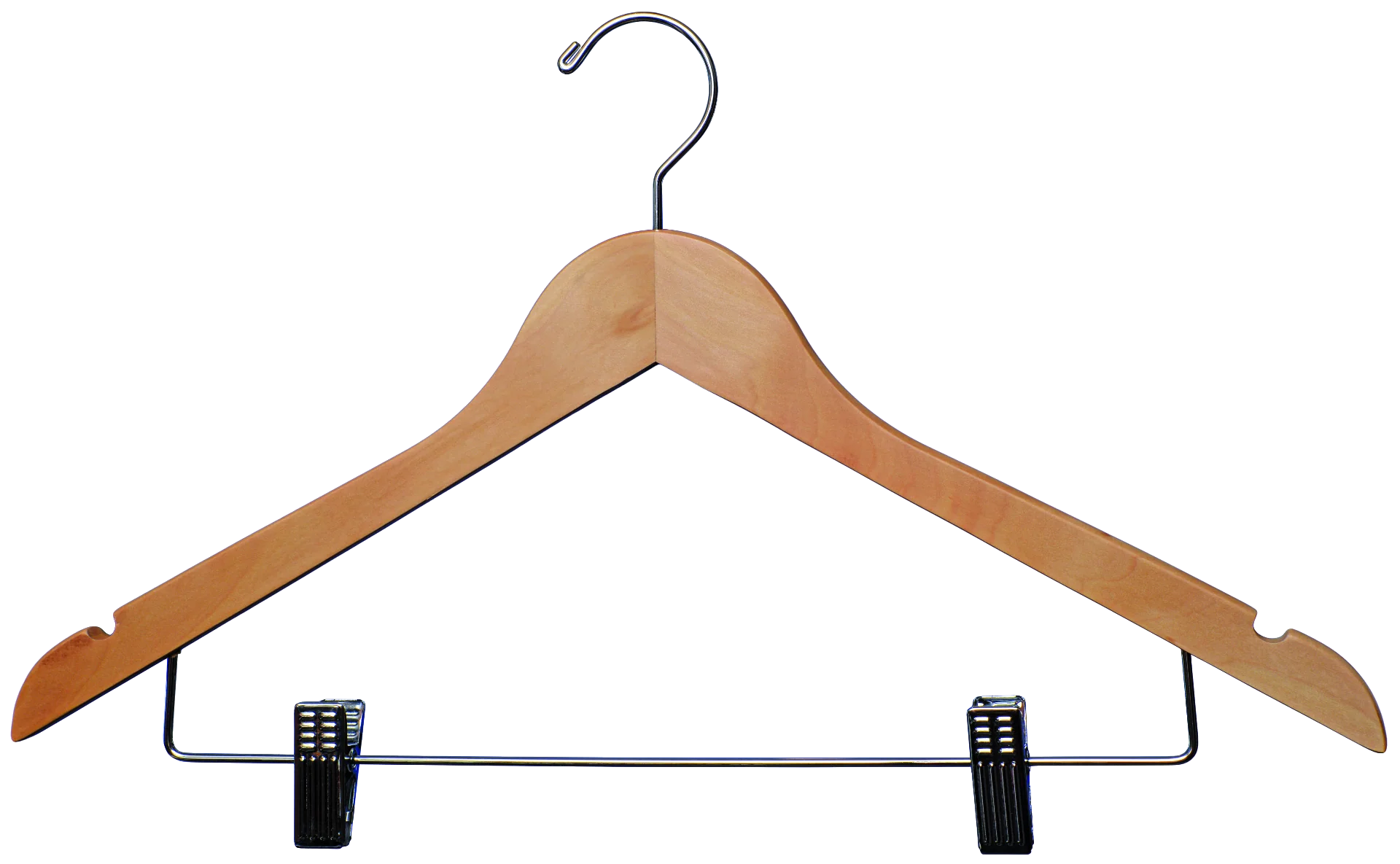 Wooden Suit Hangers with Clips | Flat | 100 Pk - Image 2